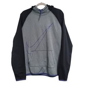 Nike Dri Fit Women's Gray Black Purple Funnel Neck Hoodie Size XL